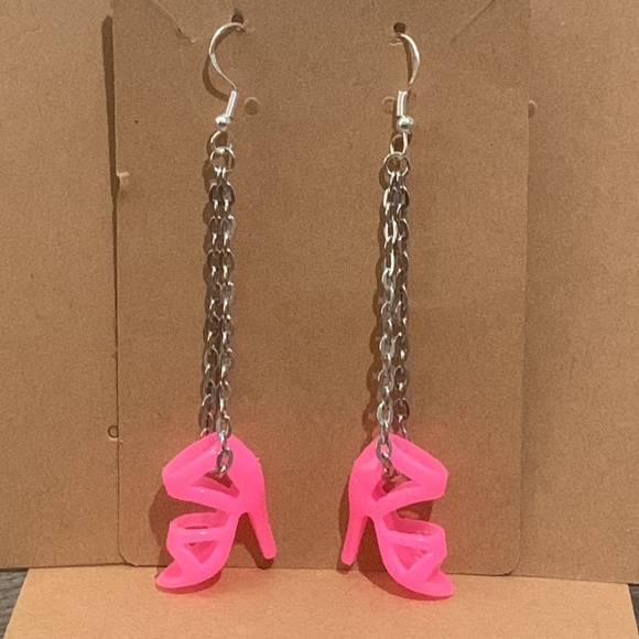 Pink Barbie High Heel Shoe Earrings - Picture 3 of 5